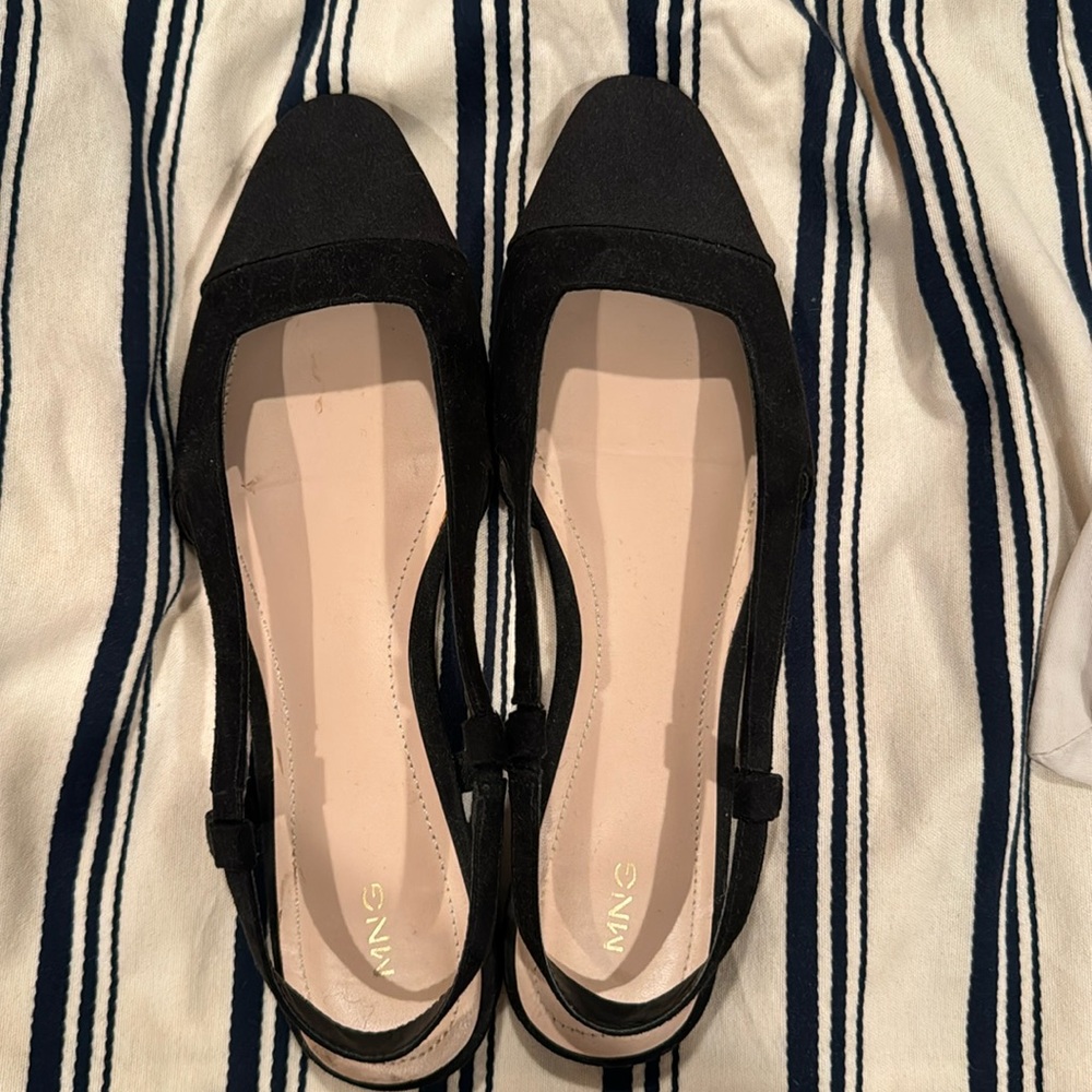 Mango Black Slingback Flats